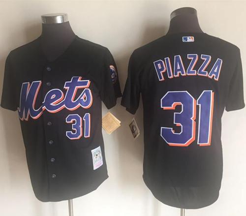 Mitchell And Ness 2000 Mets #31 Mike Piazza Black Throwback Stitched MLB Jersey